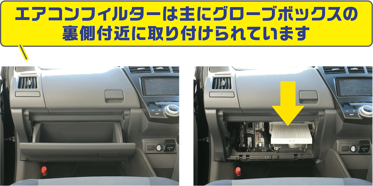 エアコンフィルターはどこにあるの？